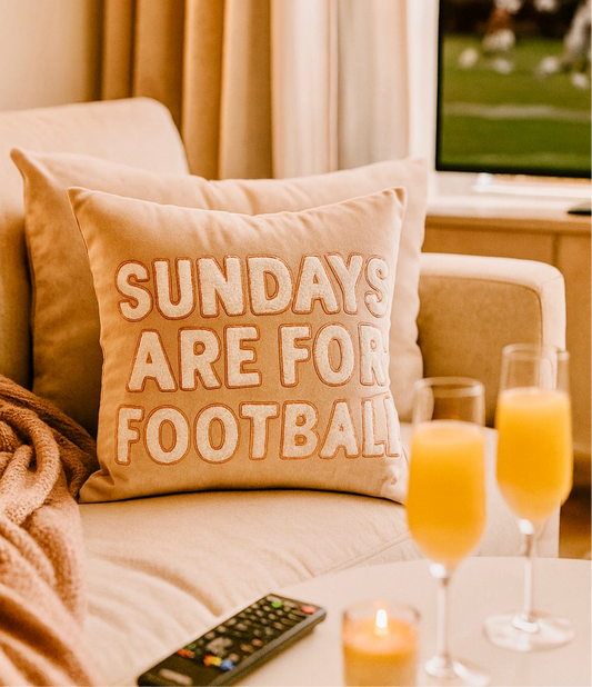 Signature Cozy Game Day Pillow– Women’s Neutral Football Decor | Sundays Are For Football Pillow