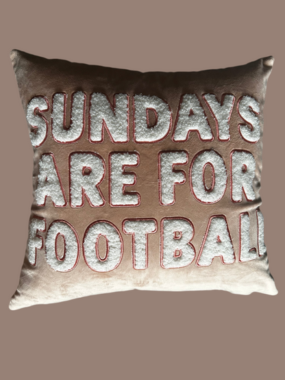 Signature Cozy Game Day Pillow– Women’s Neutral Football Decor | Sundays Are For Football Pillow