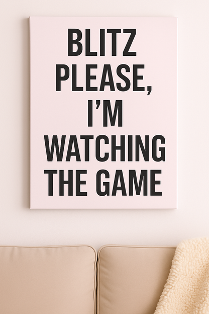 Blitz Please Wooden Sign – Cozy Neutral Football Wall Art for Women