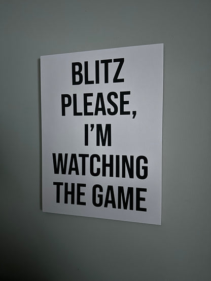 Blitz Please Wooden Sign – Cozy Neutral Football Wall Art for Women